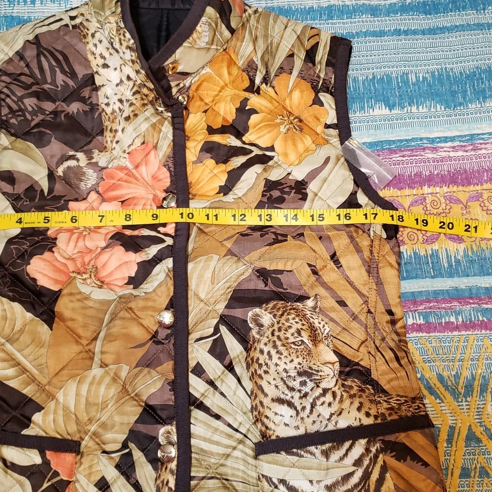 Rare fund Salvatore Ferragamo Floral and Animal Print Vest - Brown and Orange - Picture 11 of 16